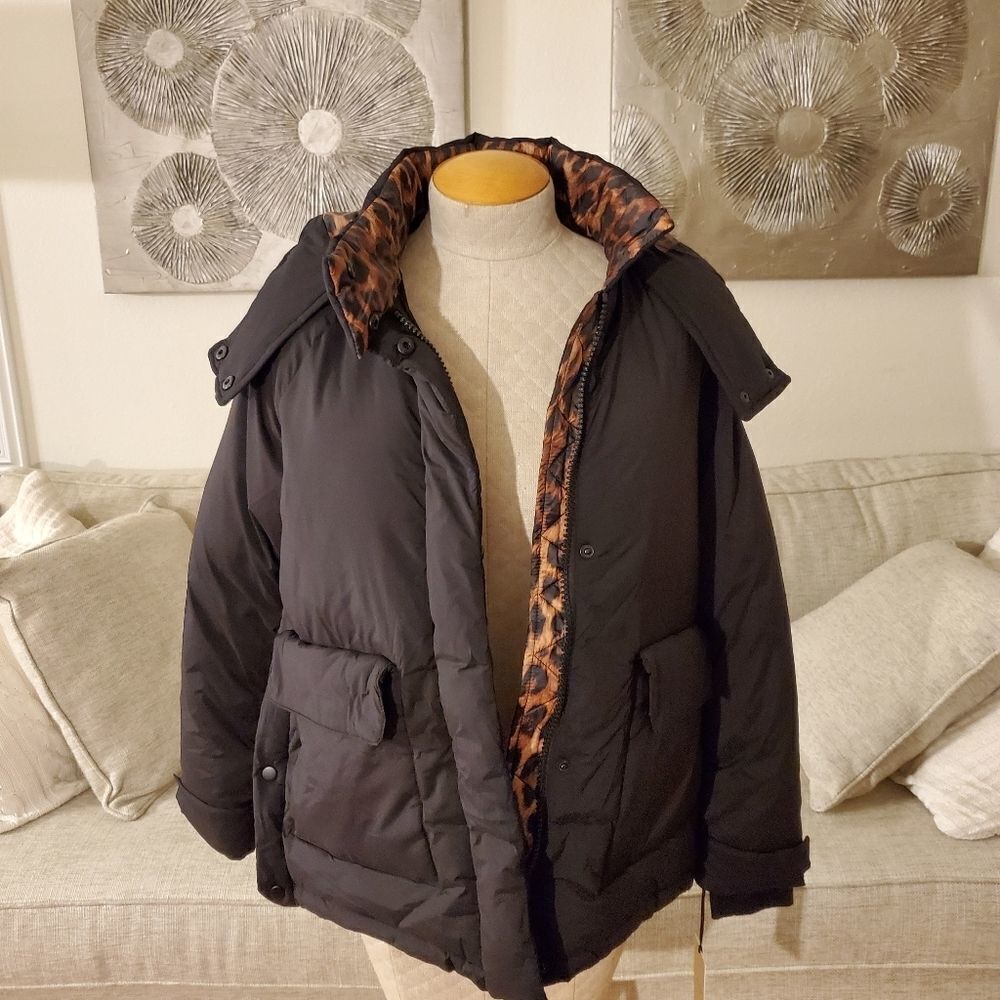 Halogen Animal Contrast Puffer Coat - Picture 4 of 15